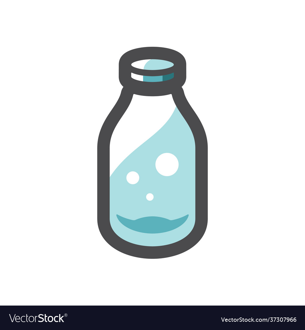 Glass milk bottle icon cartoon