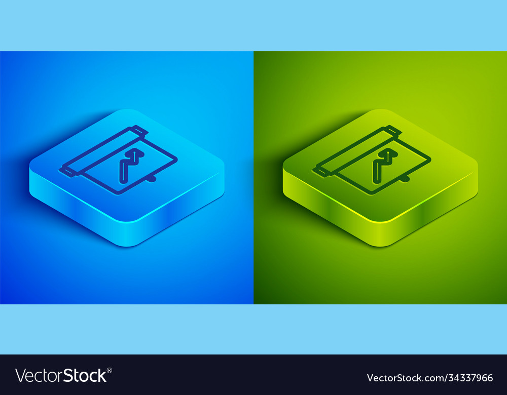 Isometric line board with graph chart icon