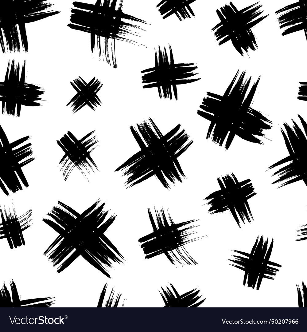 Seamless pattern with hand drawn cross symbols vector image Seamless pattern with hand drawn cross symbols