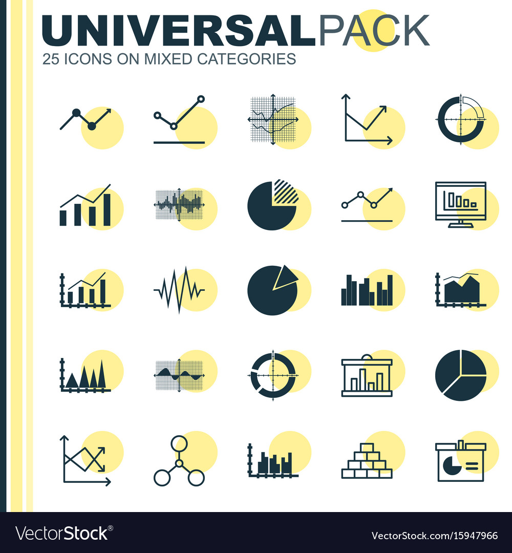 Set of graphs diagrams and statistics icons
