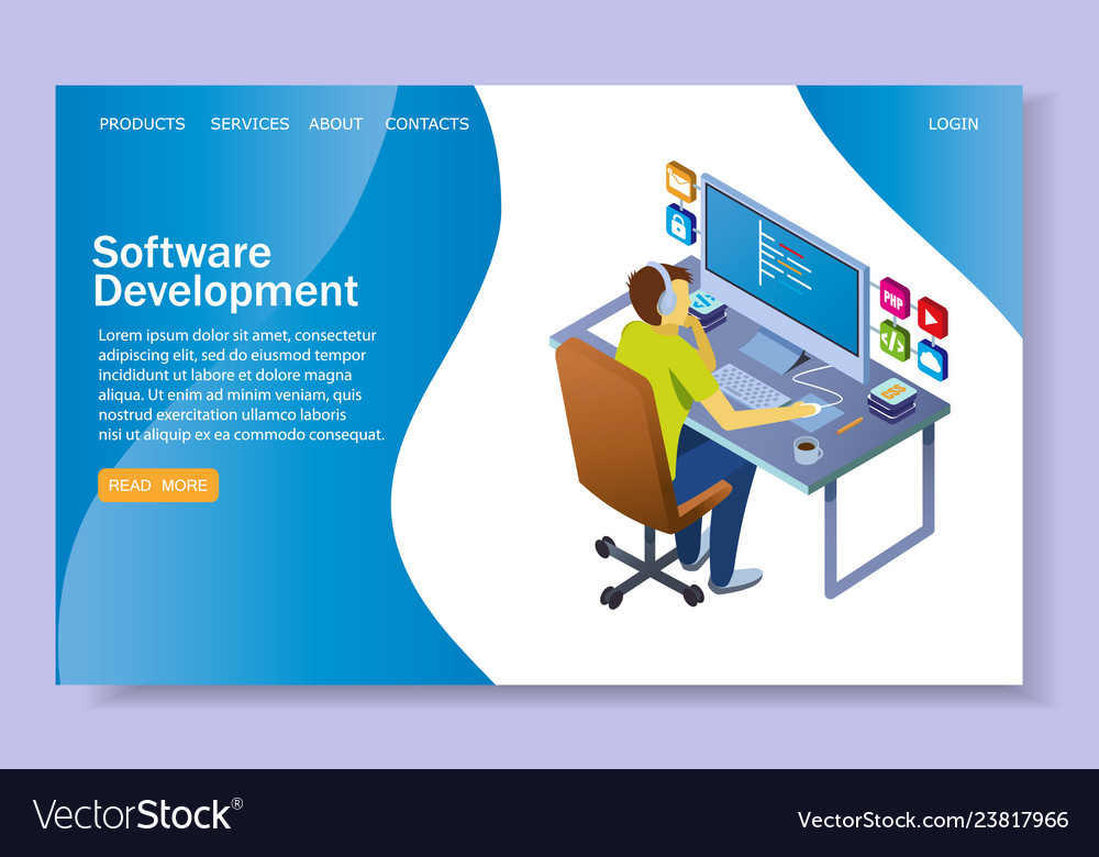 Software Development Website Landing Page Vector Image