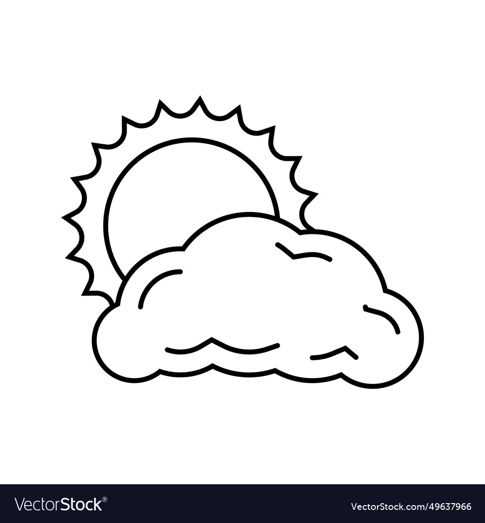 Sun and clouds summer sunlight line icon