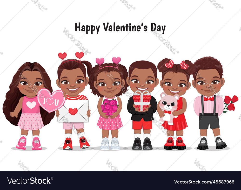 Valentine african american kids