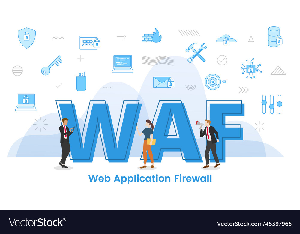 Waf web application firewall concept with big