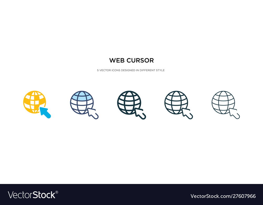 Web cursor icon in different style two colored