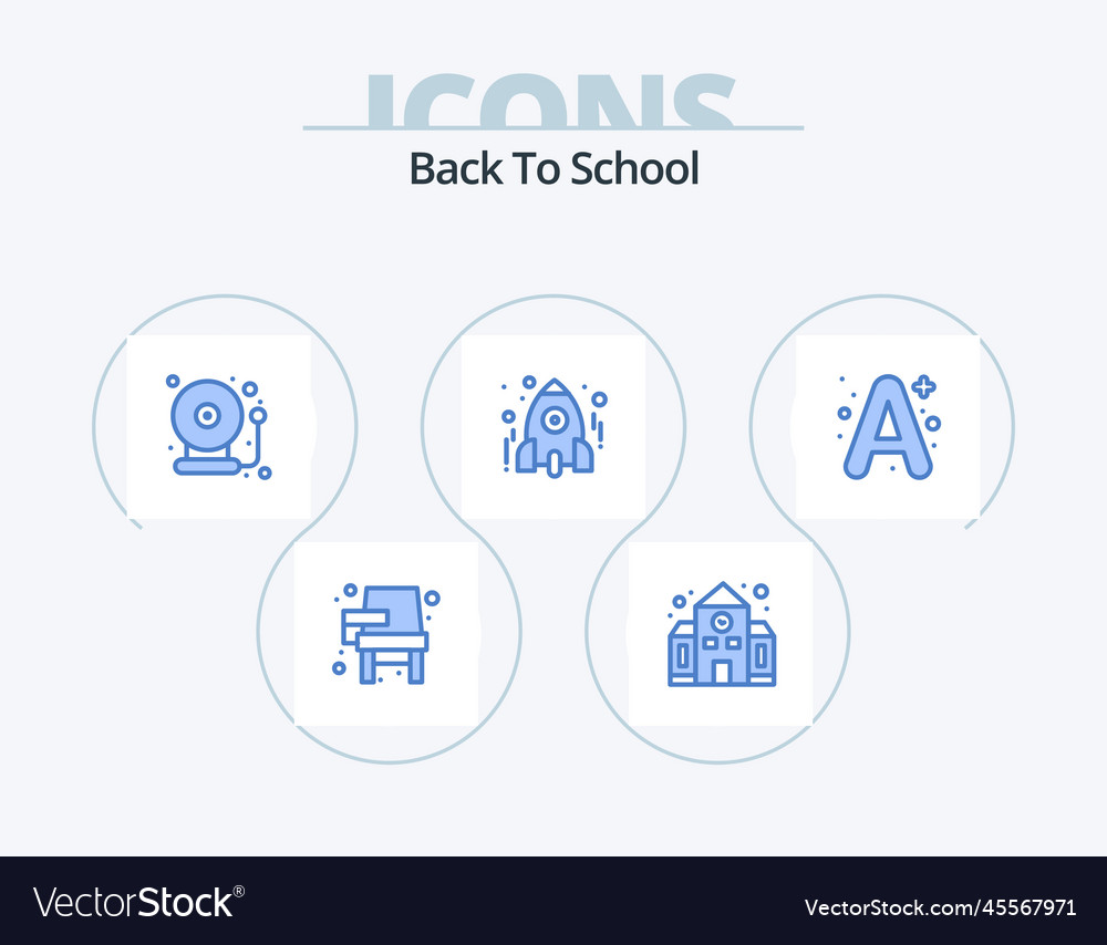 Zurück zu Schule blau Ikone Pack 5 Design Studie