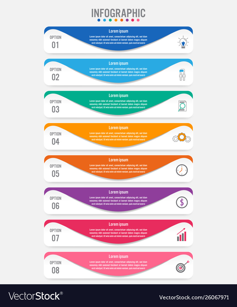 Business infographic labels template with 8