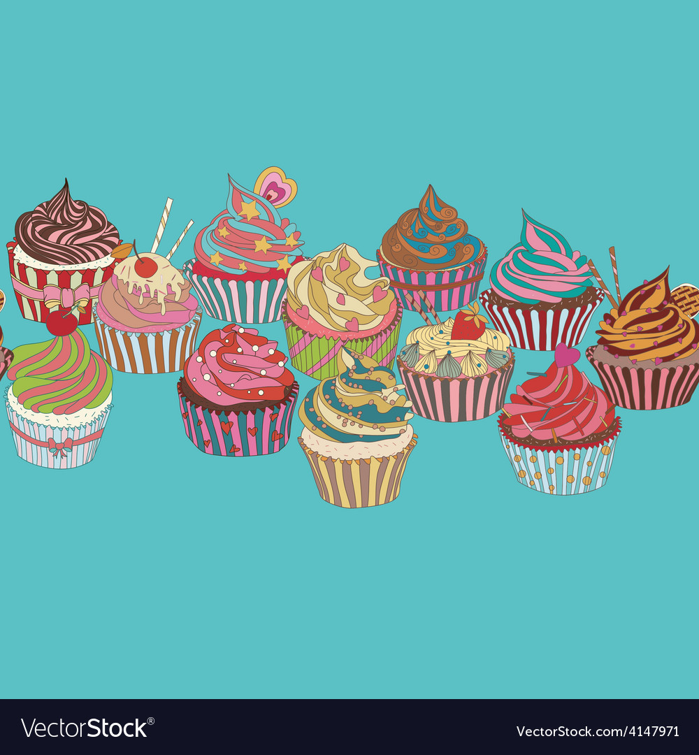 Cupcake pattern border