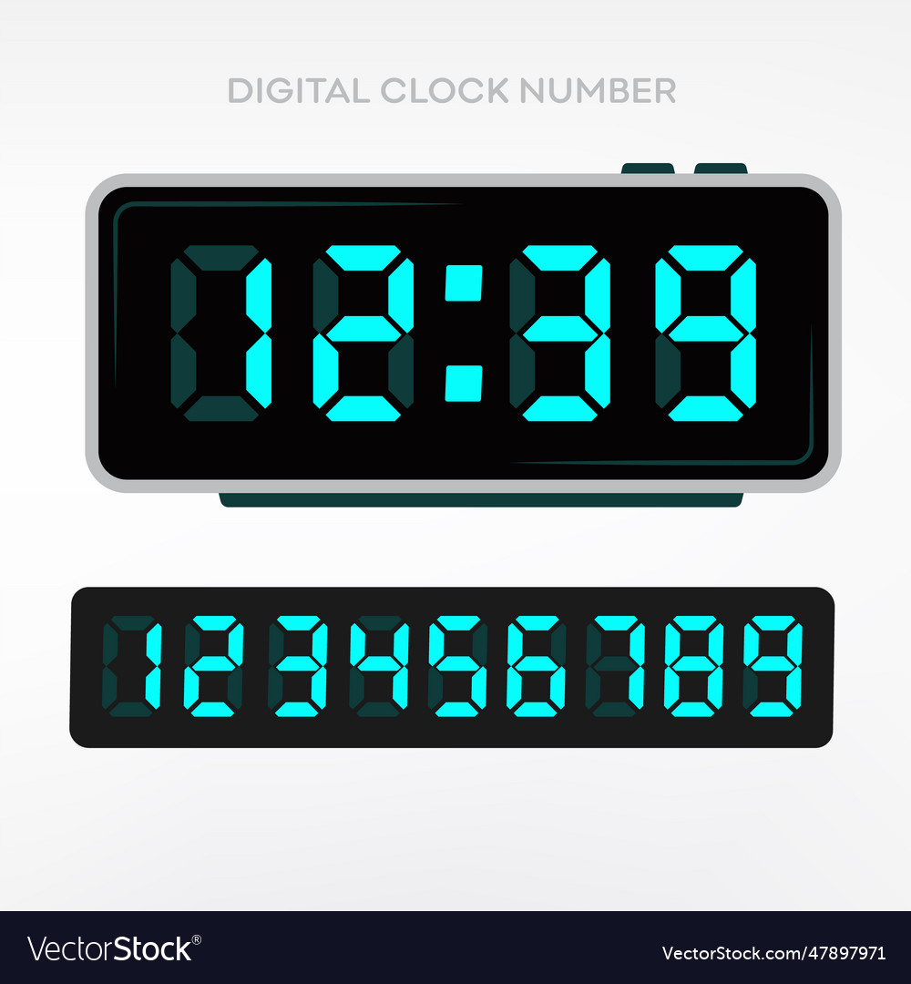 Digital clock number set time icon Royalty Free Vector Image