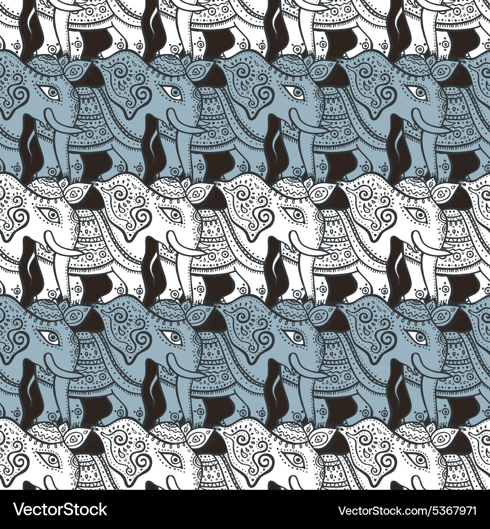 Elephants seamless pattern Royalty Free Vector Image