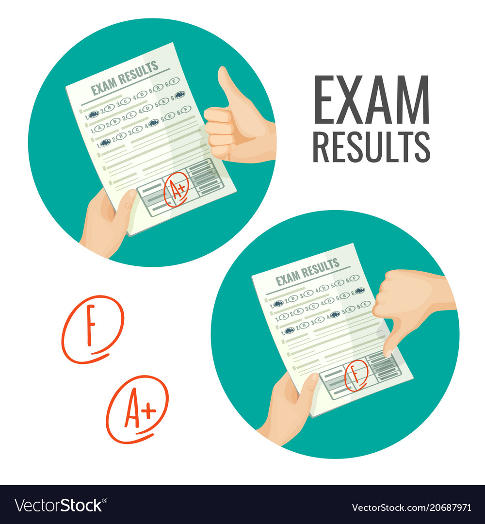 Exam Results With Excellent And Unsatisfactory Vector Image