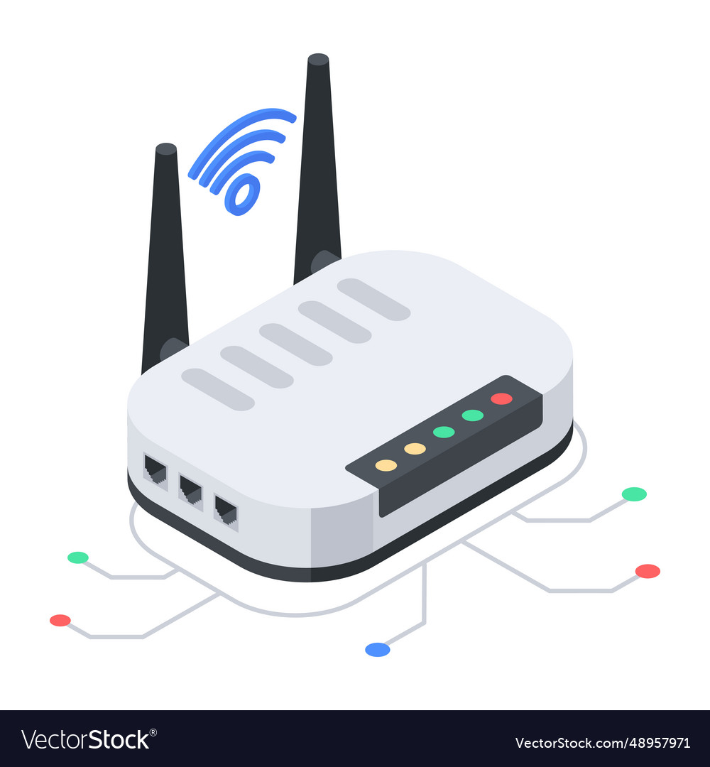Get this isometric icon of wifi router