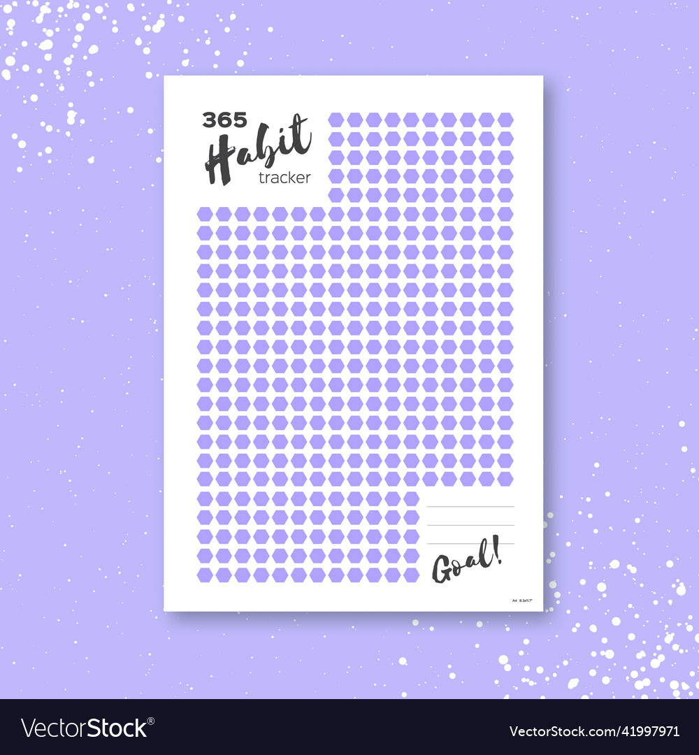 Habit tracker 365 days template diary Royalty Free Vector for 365 Day Habit Tracker Printable Free