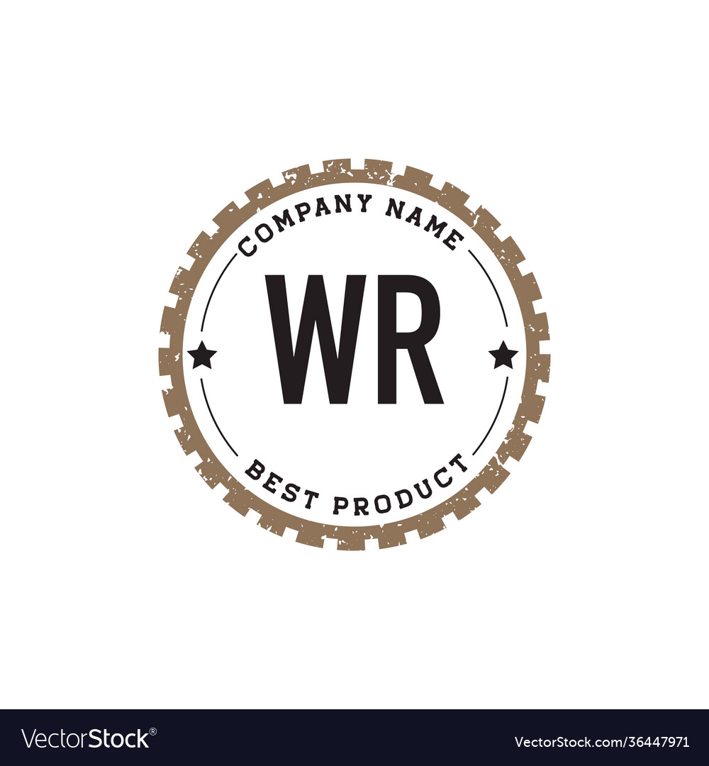 Initial letter wr gear vintage logo concept