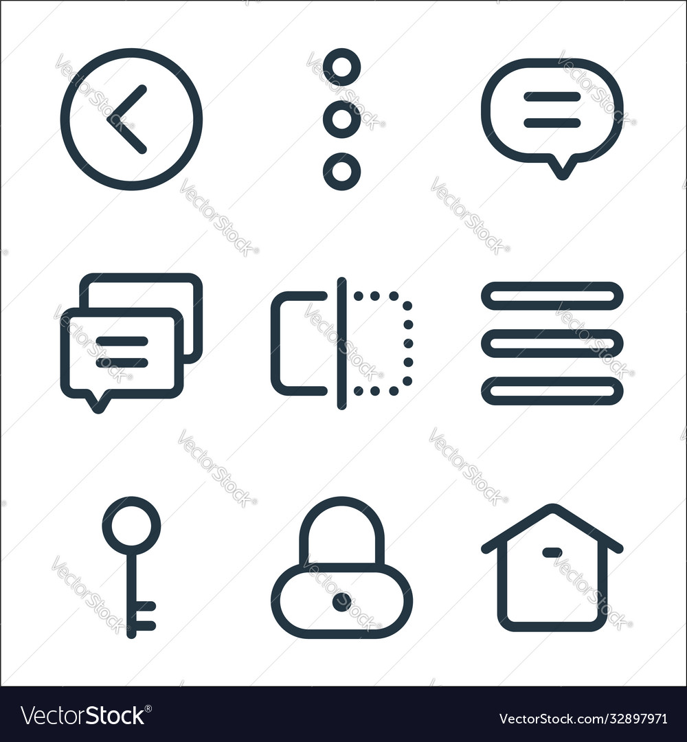 Interface line icons linear set quality vector image Interface line icons linear set quality