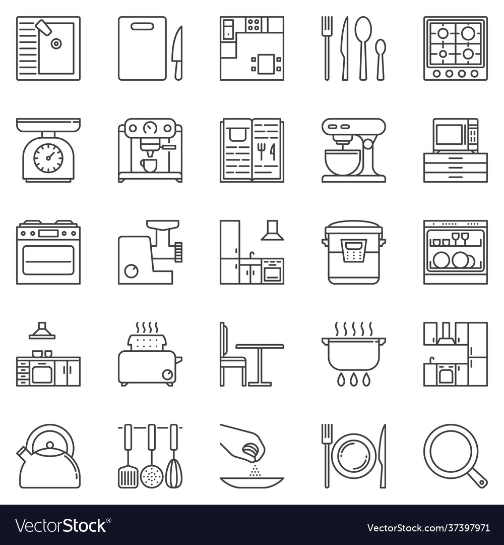 Kitchen outline icons set - appliances Royalty Free Vector