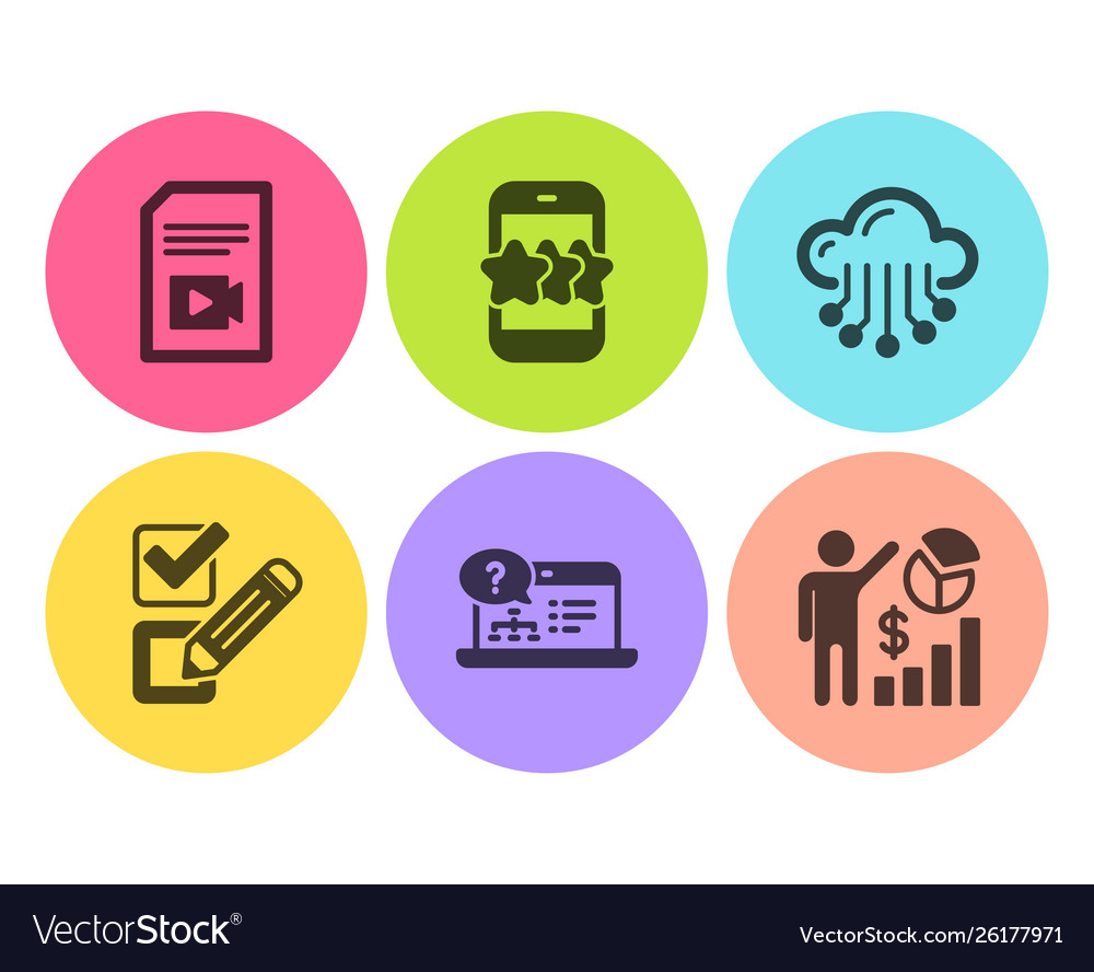 Online help checkbox and cloud storage icons set vector image Online help checkbox and cloud storage icons set