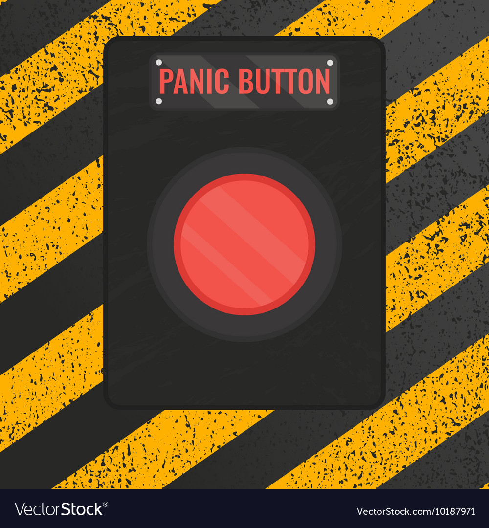 Red Panic Button on Striped Background