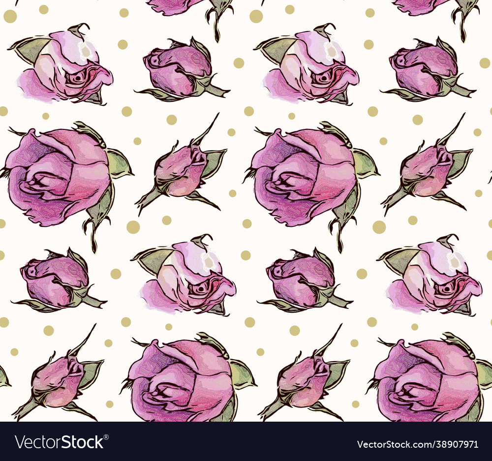Seamless pattern with roses vector image Seamless pattern with roses
