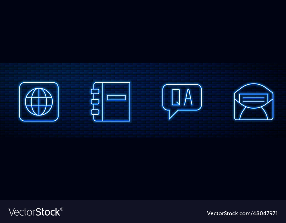 Set line question and answer worldwide notebook vector image Set line question and answer worldwide notebook