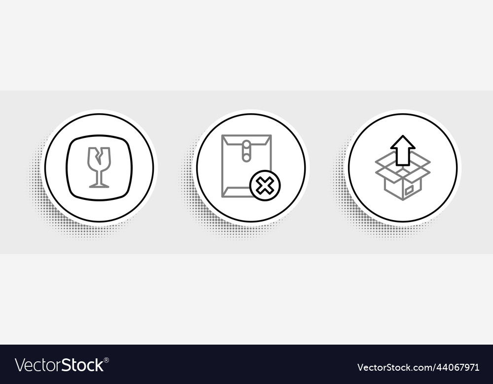 Set line unboxing fragile broken glass and delete Vector Image Set line unboxing fragile broken glass and delete