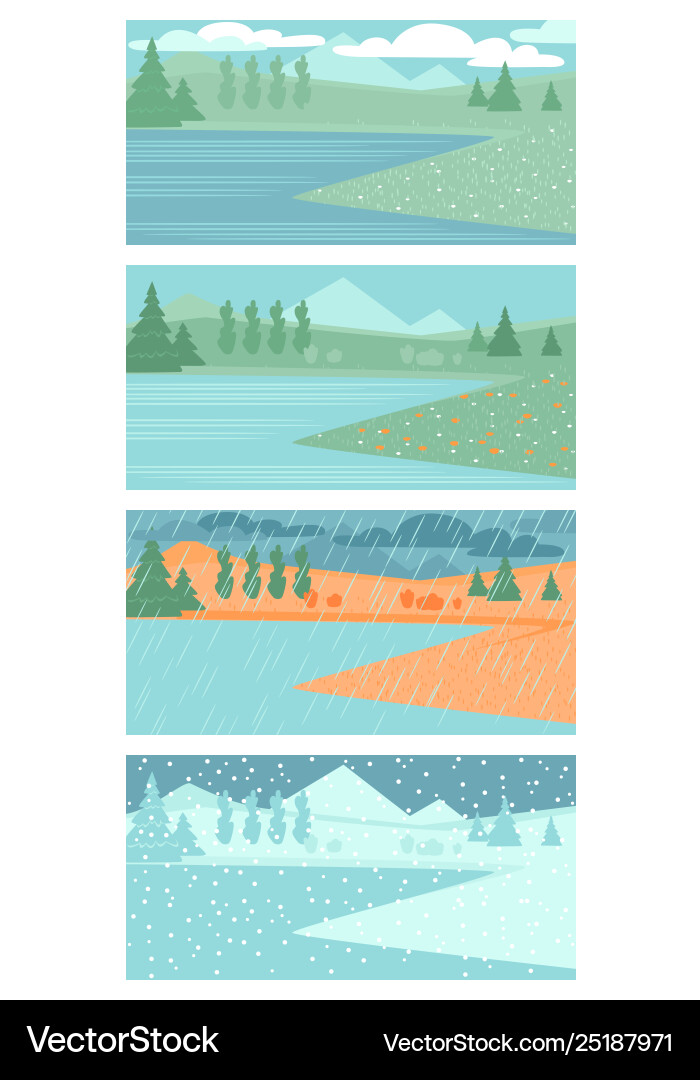Set spring summer autumn and winter landscapes Vector Image