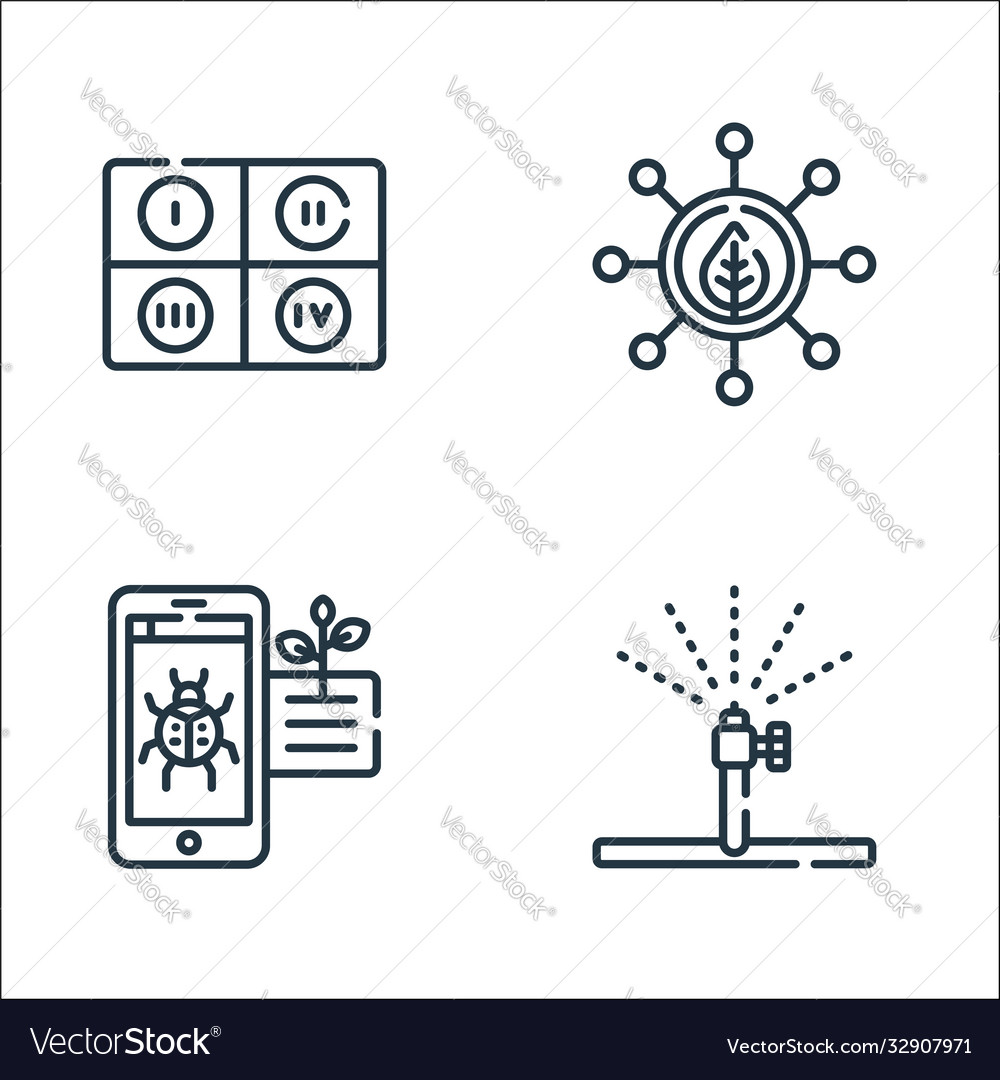 Smart farm line icons linear set quality