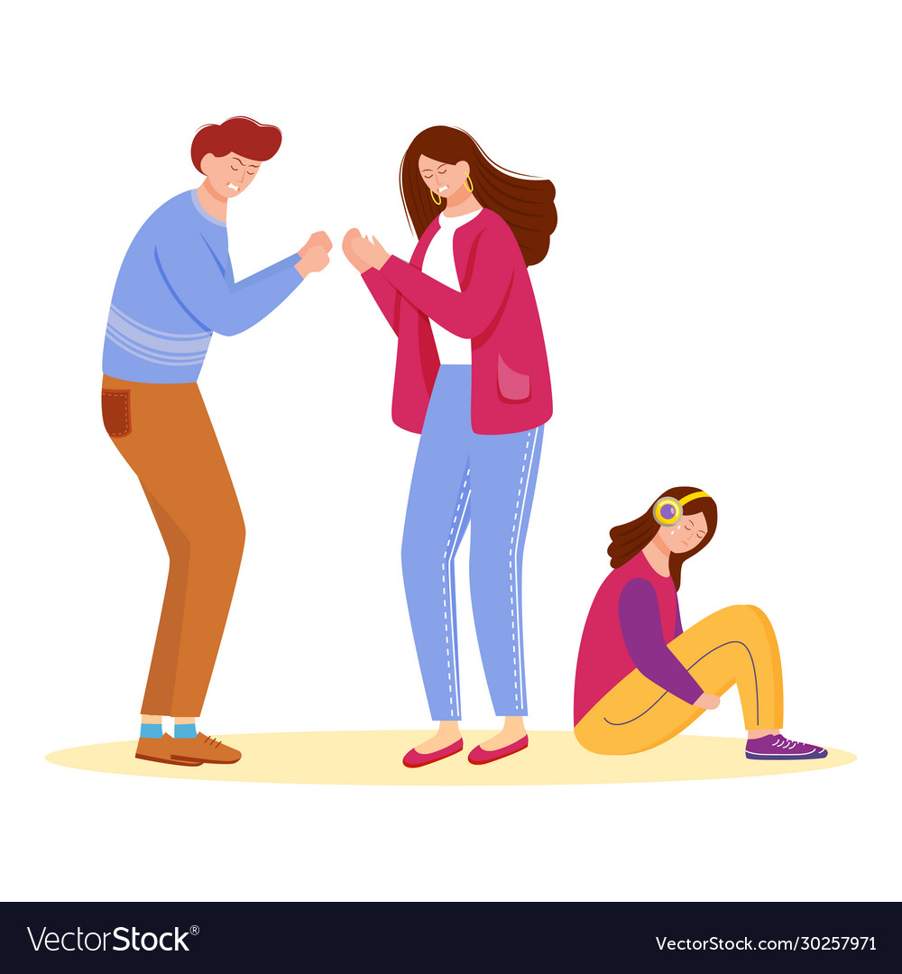 Trouble relationship flat family conflict vector image Trouble relationship flat family conflict