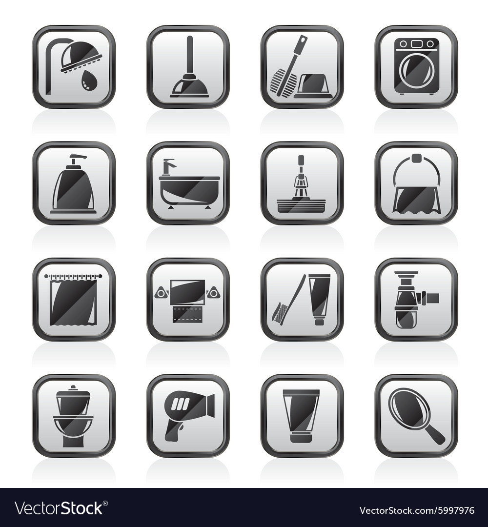 Bathroom and hygiene objects icons Royalty Free Vector Image