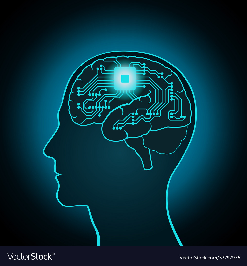Cpu is installed in brain replacing Vector Image Cpu is installed in brain replacing