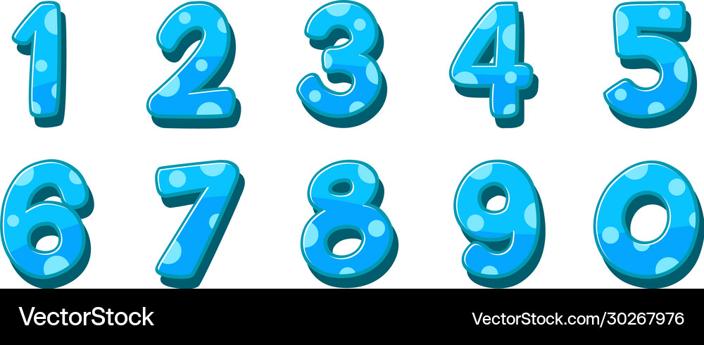 Font design for numbers one to zero on white Vector Image