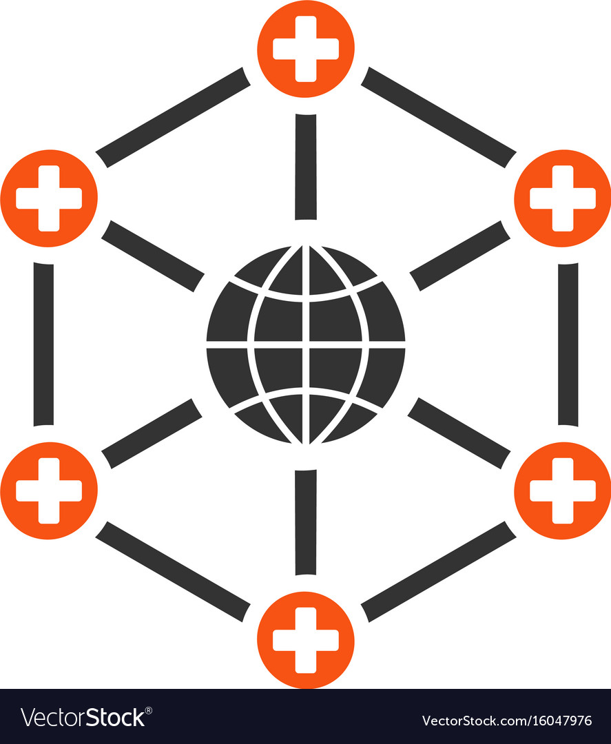 Global medical network flat icon