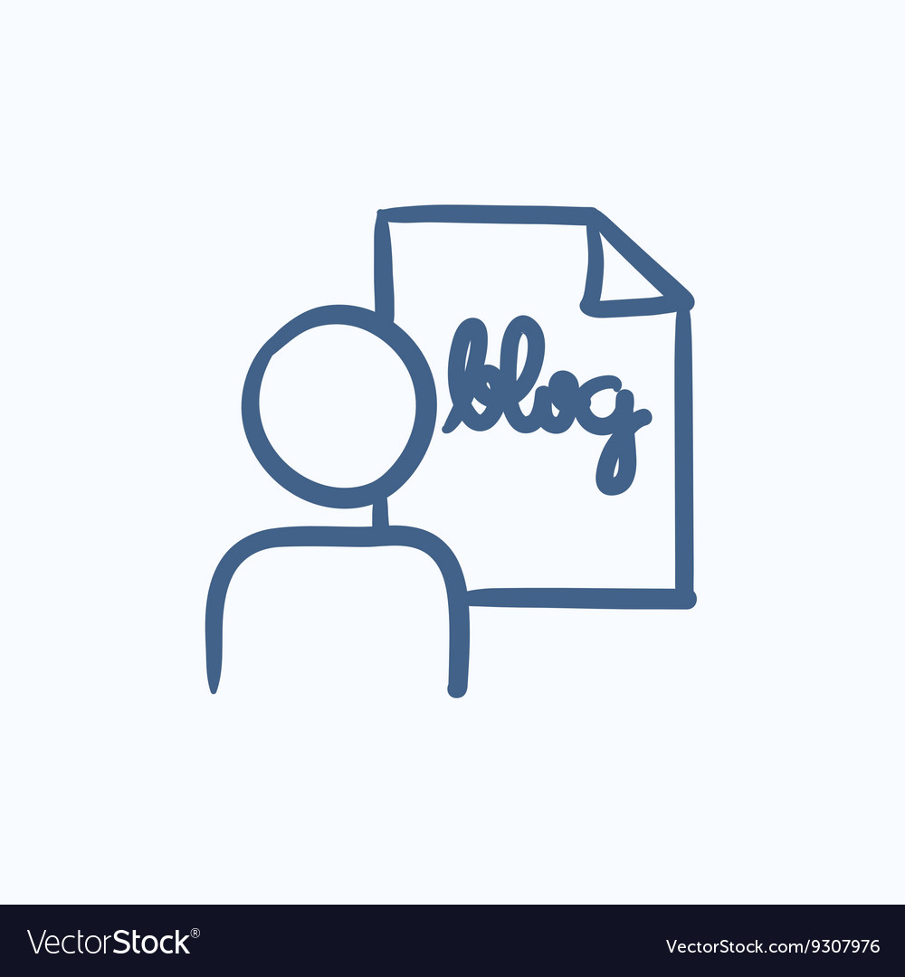 Man and sheet with word blog sketch icon