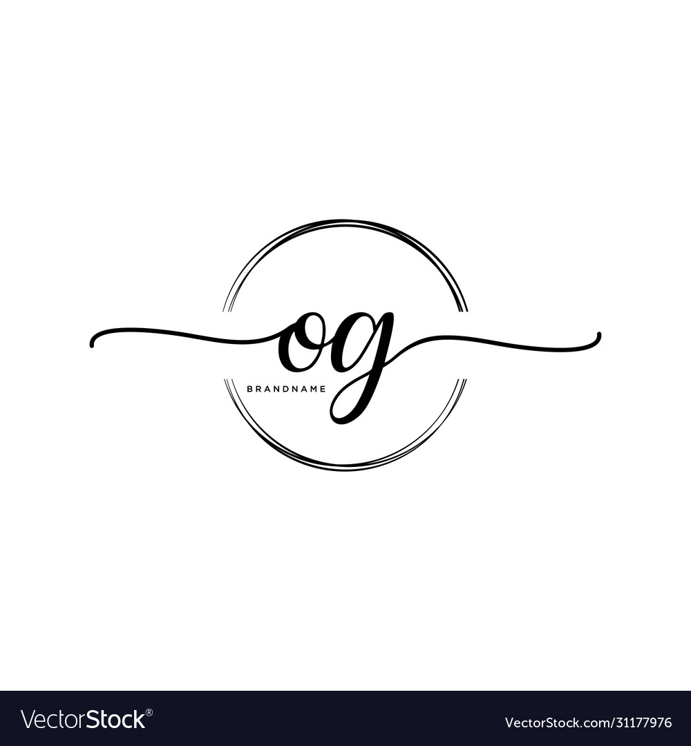 Og initial handwriting logo with circle template Vector Image