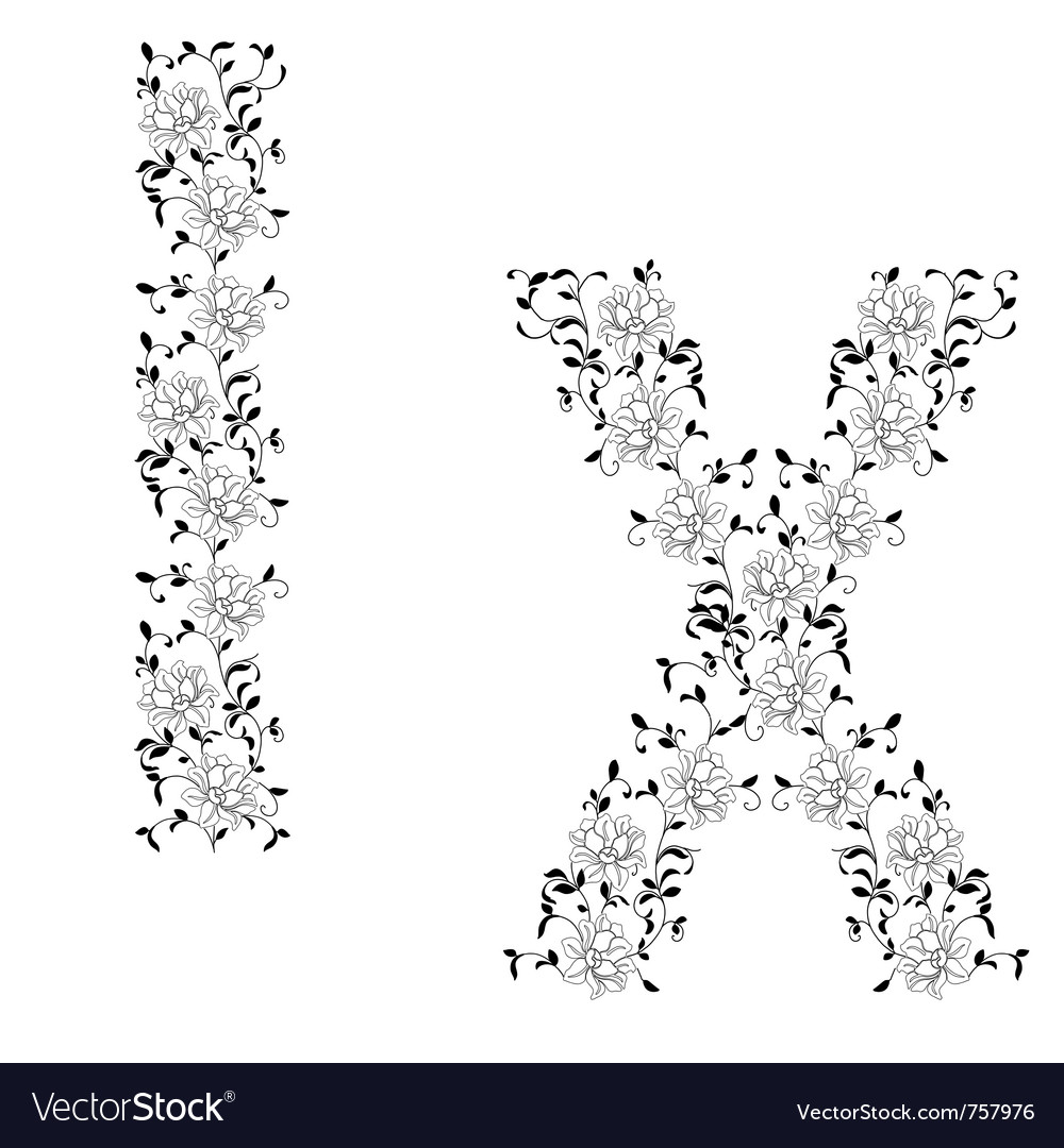 Ornamental letter ix Royalty Free Vector Image