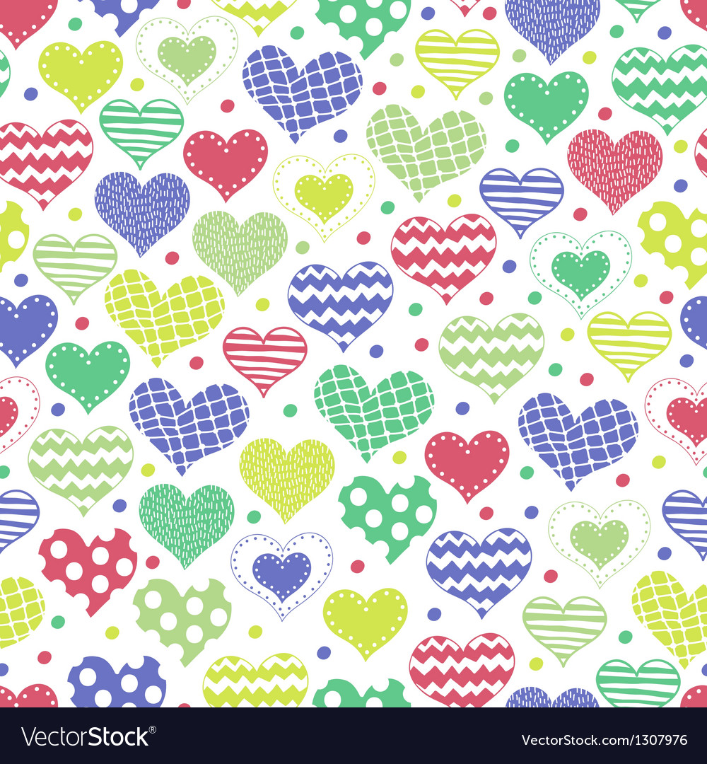 Seamless background with different hearts Vector Image