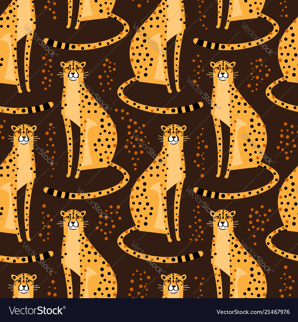 Seamless pattern with cheetahs leopards repeated vector image Seamless pattern with cheetahs leopards repeated