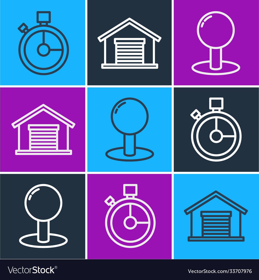 Set line fast time delivery push pin vector image Set line fast time delivery push pin