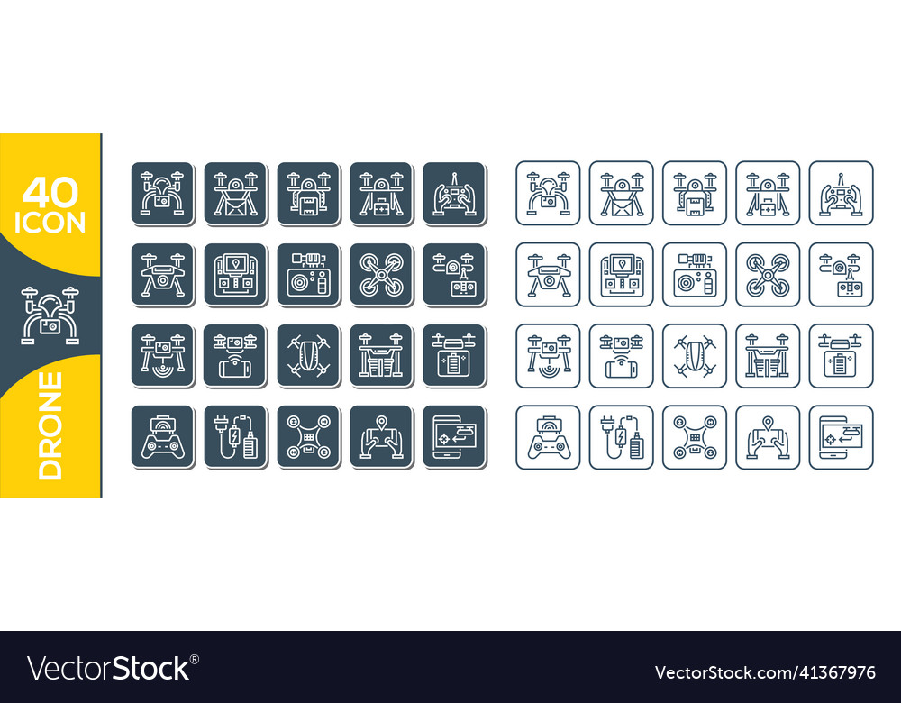 Set of drone line iconseditable simple