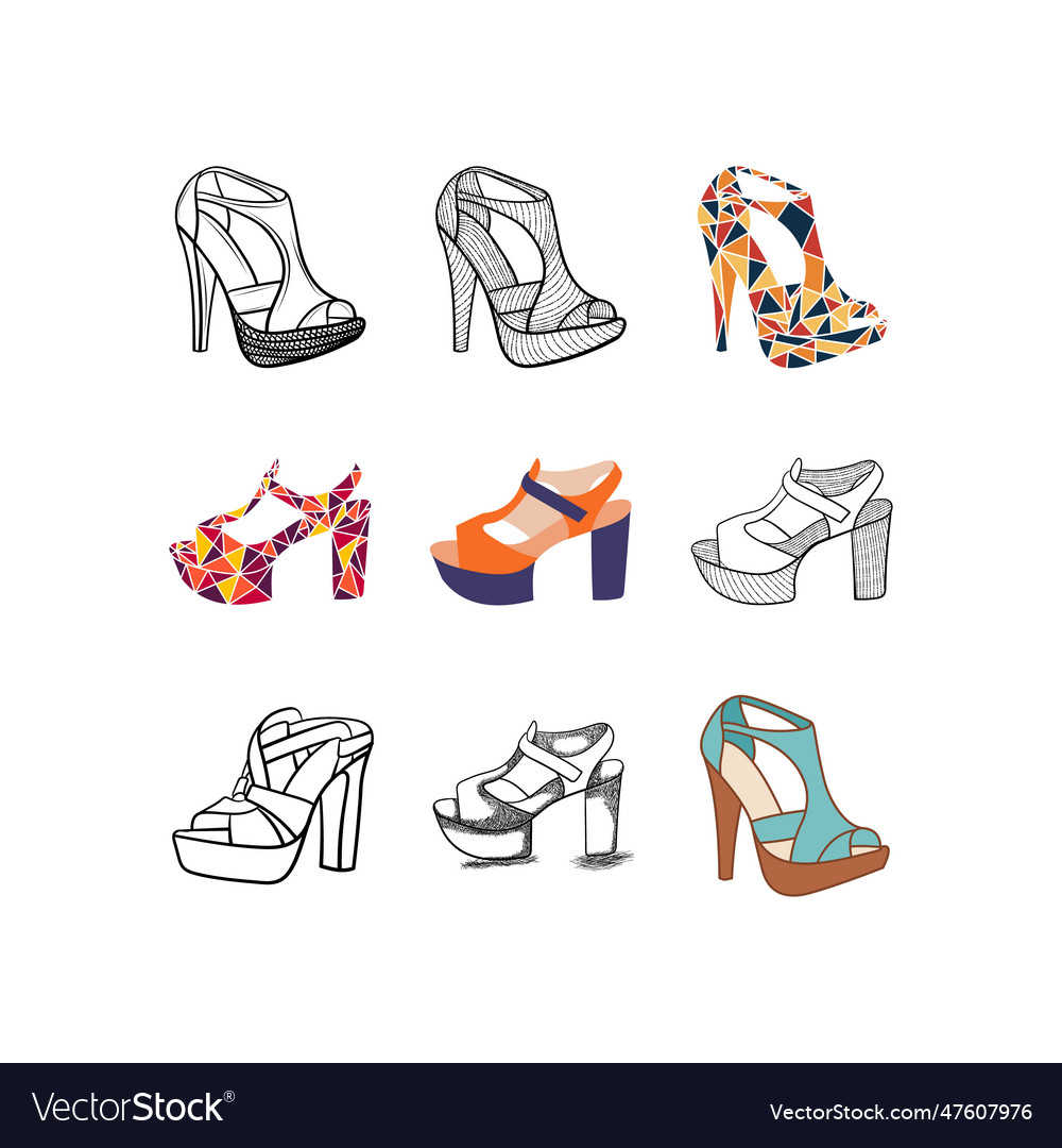 Set woman high heels elegant design isolated icon Vector Image