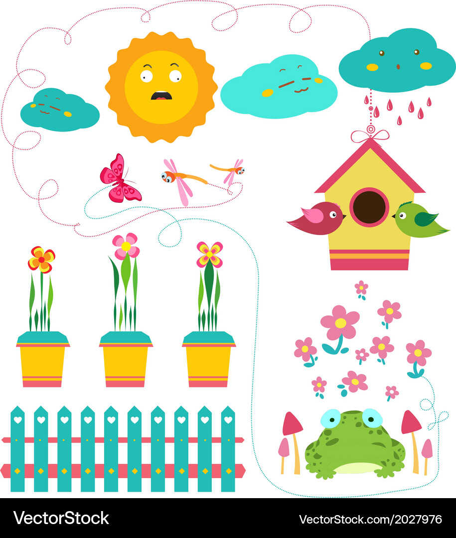Spring garden set Royalty Free Vector Image - VectorStock