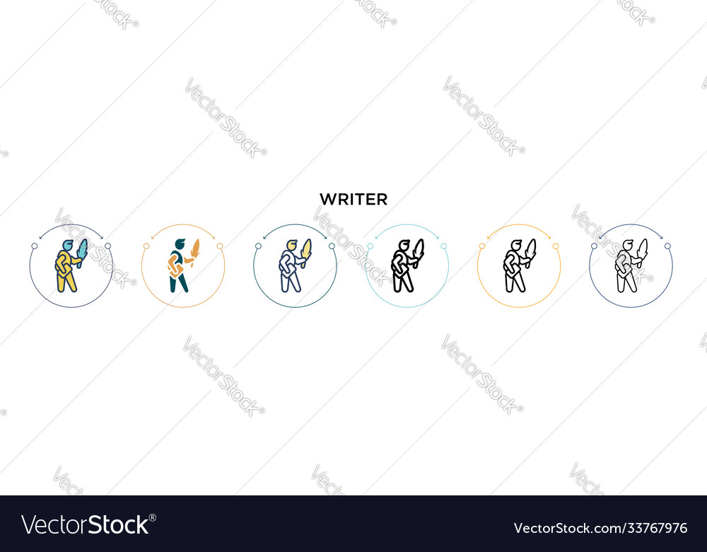 Writer icon in filled thin line outline