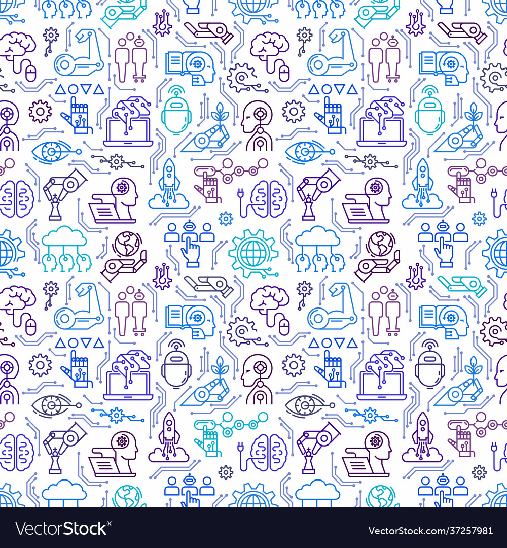A seamless pattern robotics icons computers vector image A seamless pattern robotics icons computers