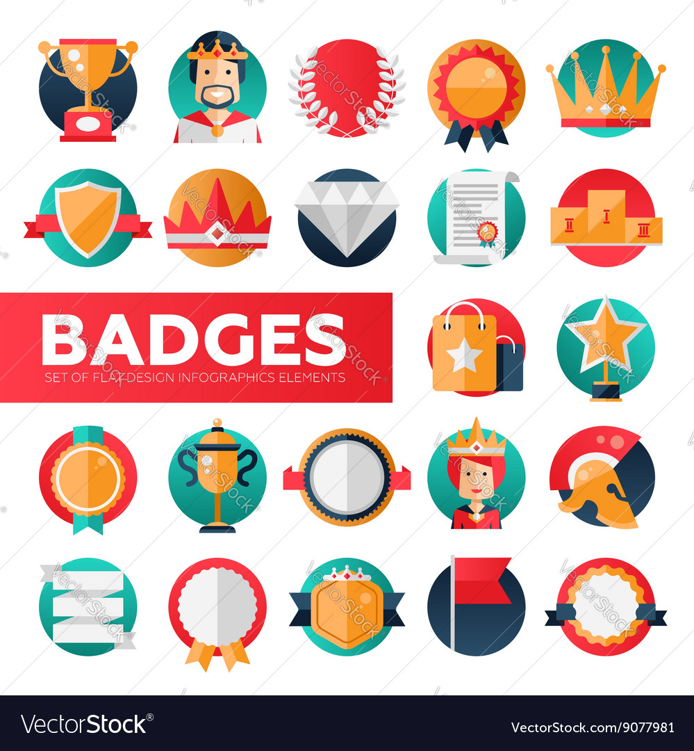 Badges ribbons awards icons set Royalty Free Vector Image