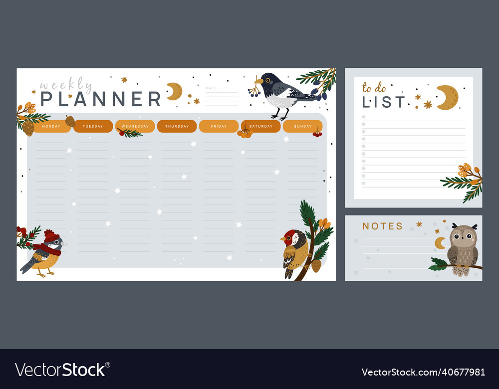 Birds to do list weekly planner and notes