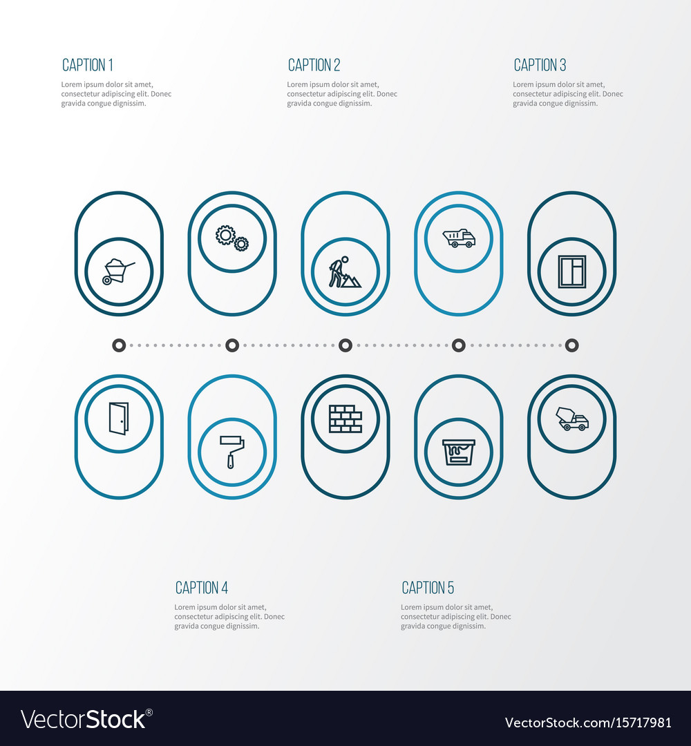 Building outline icons set collection of door
