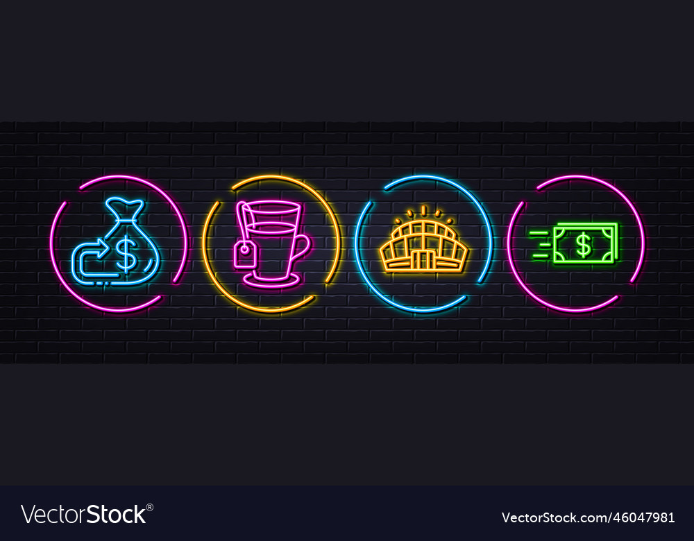 Cashback tea and arena stadium minimal line icons vector image Cashback tea and arena stadium minimal line icons