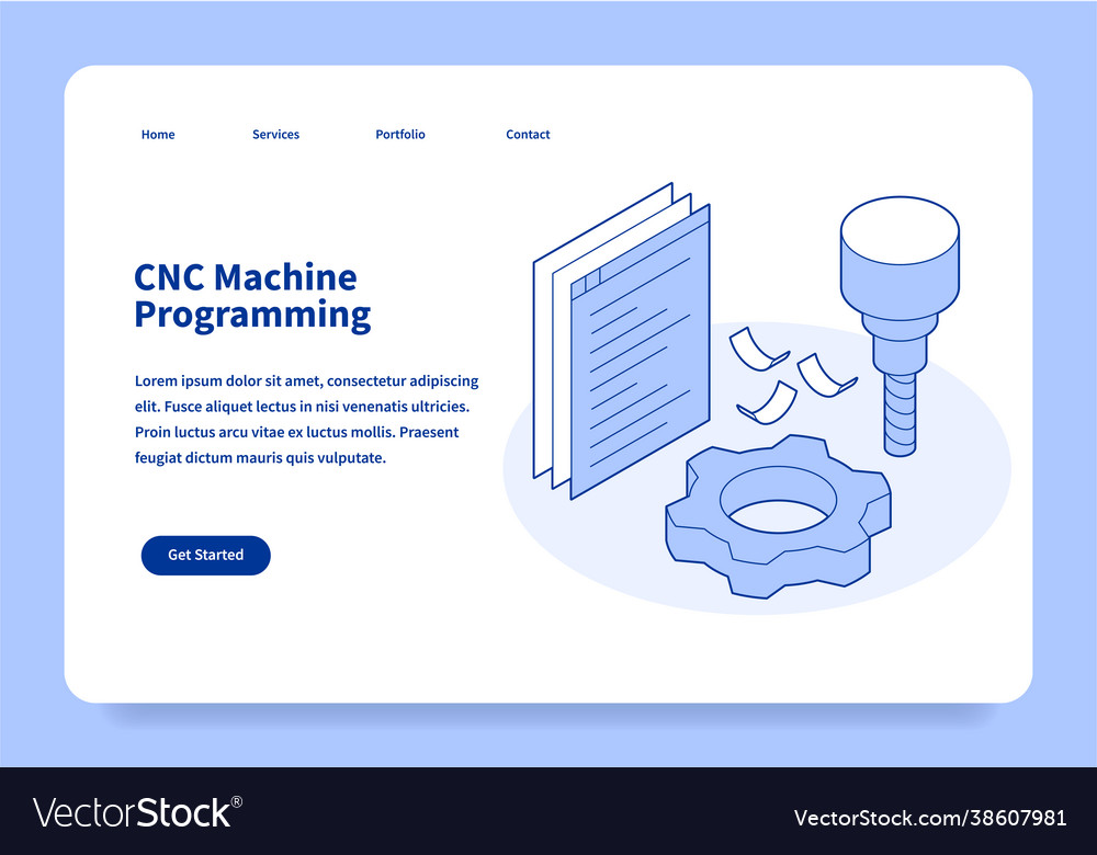 Cnc machine programming landing page concept