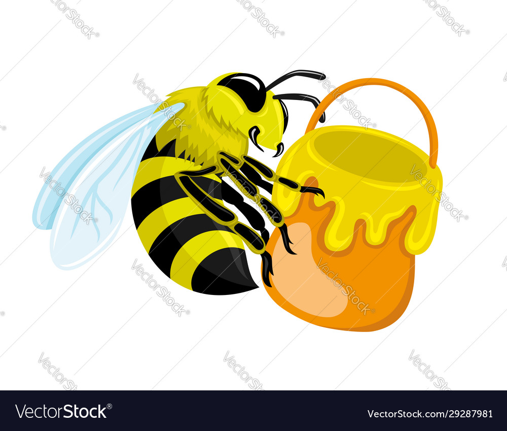 Cute bee with honey