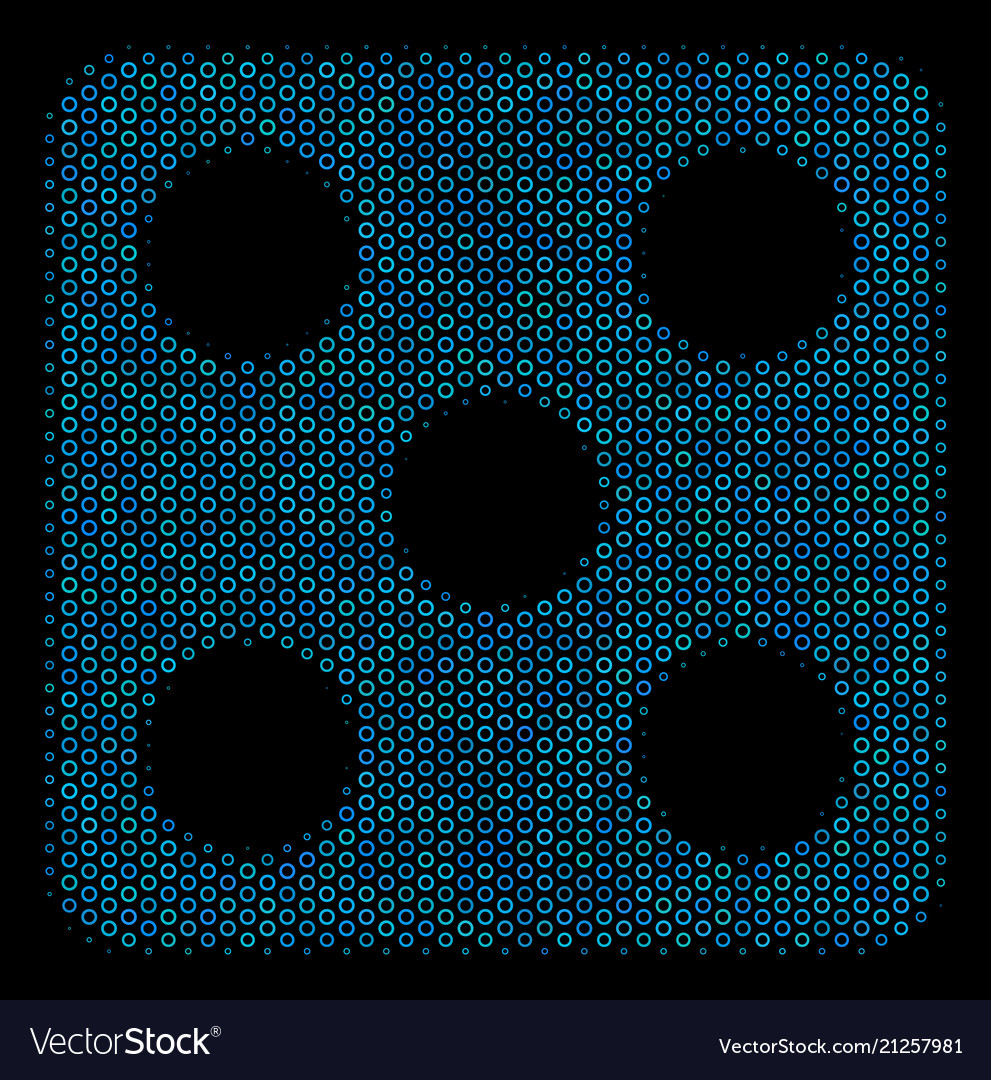 Dice mosaic icon of halftone bubbles